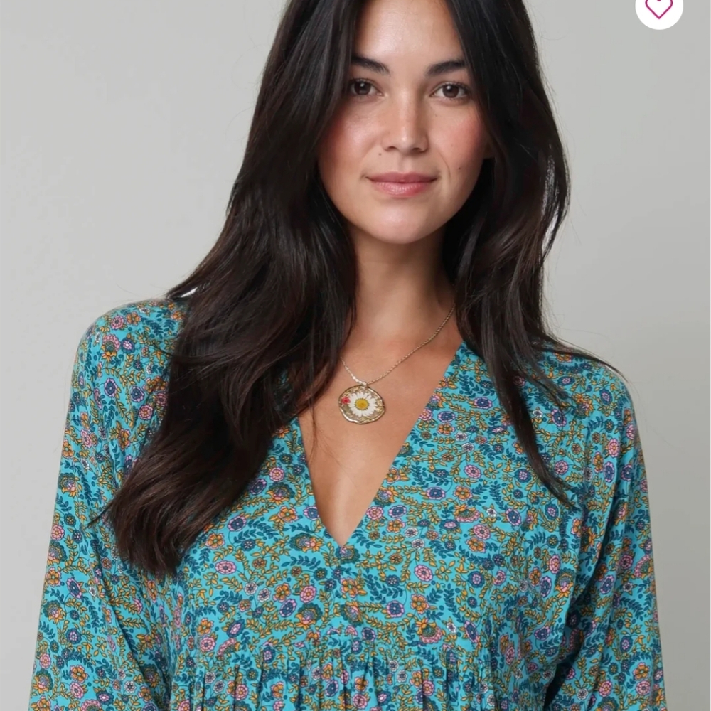 NATURAL LIFE Blue and Orange Floral Midi Dress - Picture 8 of 8